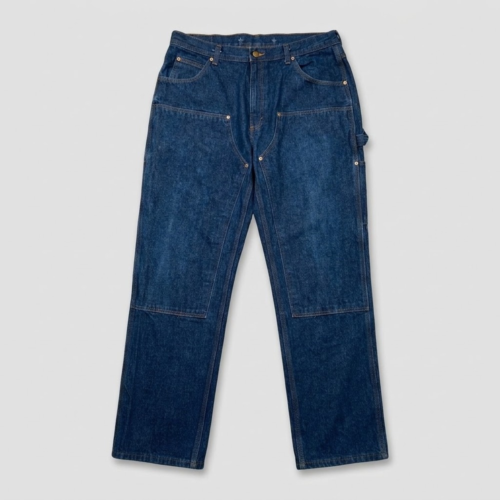 Key Imperial Mens Double Front Logger Jeans Dark Wash Blue Workwear 41x31.5